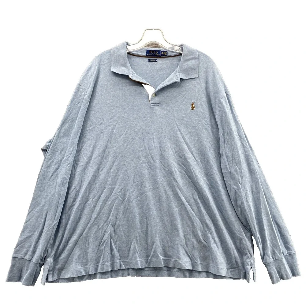 Ralph Lauren Polo Shirt Mens 2XL Blue Classic Fit Flash Pony 90s Academia Preppy